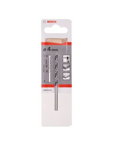 Brocas en espiral para madera estándar 4 x 43 x 75 mm, d 4 mm