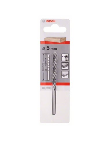 Brocas en espiral para madera estándar 5 x 52 x 86 mm, d 5 mm