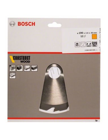 Hoja de sierra circular Construct Wood 190 x 30 x 2,6 mm 12