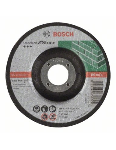 Disco de corte acodado Standard for Stone C 30 S BF, 115 mm, 22,23 mm, 2,5 mm