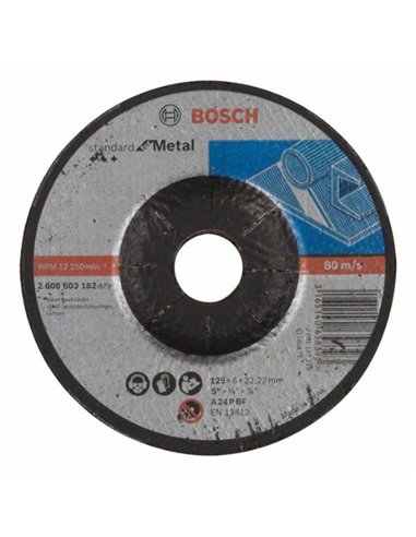 Disco de desbaste acodado Standard for Metal A 24 P BF, 125 mm, 22,23 mm, 6,0 mm