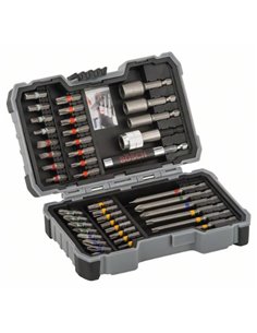 Set mixto de 43 brocas y llaves de vaso, puntas de atornillar Extra Hard, PH, PZ, T, SL, H, soporte universal de cambio rápido y