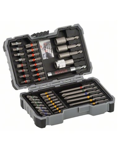 Set mixto de 43 brocas y llaves de vaso, puntas de atornillar Extra Hard, PH, PZ, T, SL, H, soporte universal de cambio rápido y