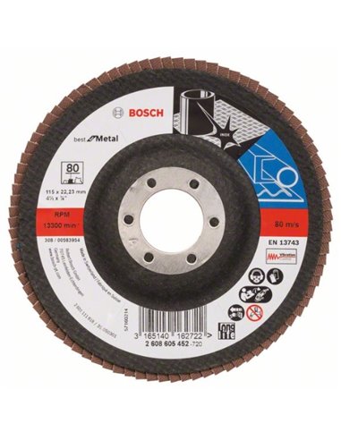 Plato pulidor X571, Best for Metal D  115 mm G  80, acodado