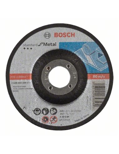 Disco de corte acodado Standard for Metal A 30 S BF, 115 mm, 22,23 mm, 2,5 mm