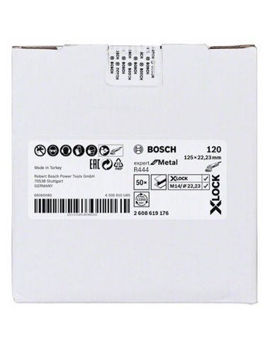 Discos de lija de fibra X-LOCK, Ø de 125 mm, G 120, R444, Expert for Metal, 1 pieza