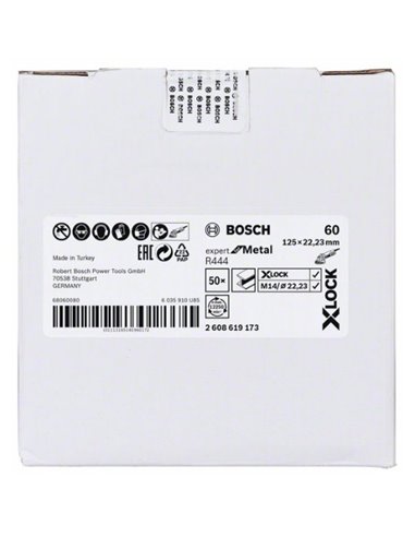 Discos de lija de fibra X-LOCK, Ø de 125 mm, G 60, R444, Expert for Metal, 1 pieza