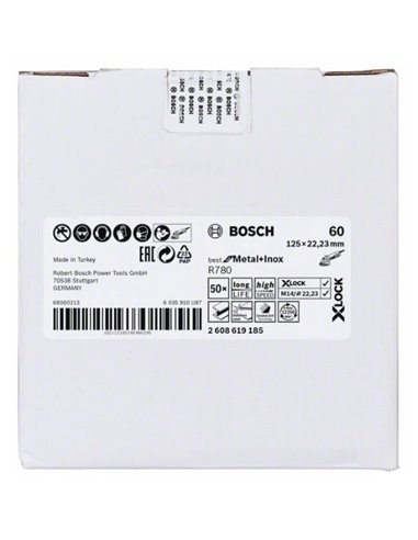 Disco de fibra X-LOCK, 125 mm, G60, orificio en estrella, R780, Best for Metal + Inox