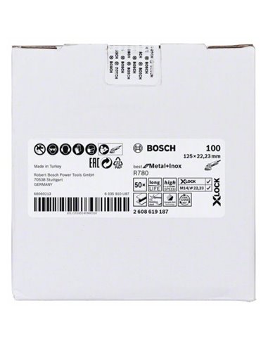 Disco de fibra X-LOCK, 125 mm, G80, orificio en estrella, R780, Best for Metal + Inox